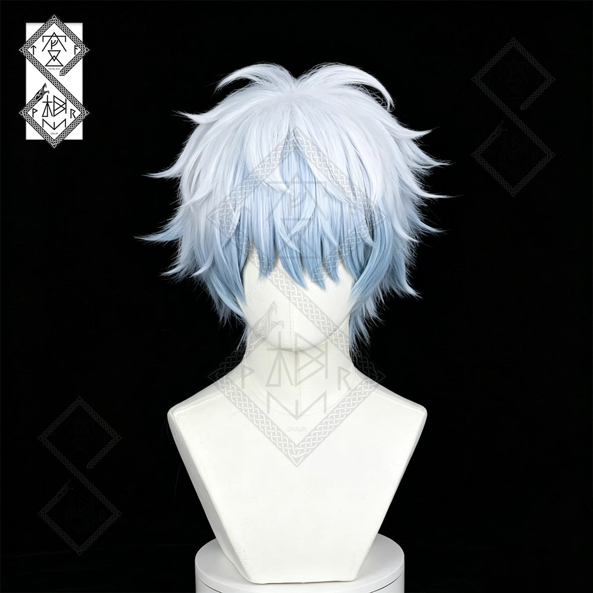 Gintoki Sakata Cosplay Wig White Blue Gradient Anime Wig Heat Resistant Synthetic Hair for Halloween Party Gintama Cosplay