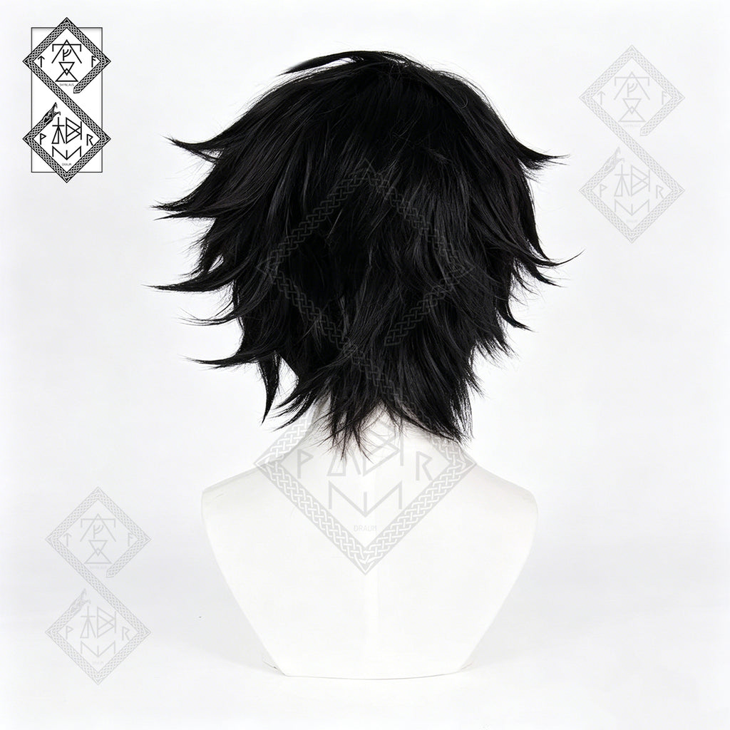 L Lawliet Cosplay Wig Death Note Messy Black Anime Wig Thickened Heat Resistant Synthetic Hair for Halloween Costume Party