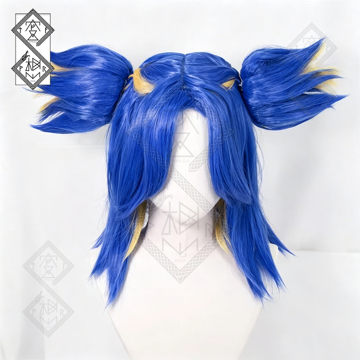 Valorant Neon Cosplay Wig – Blue Yellow Gradient Synthetic Anime Wig for Halloween Costume