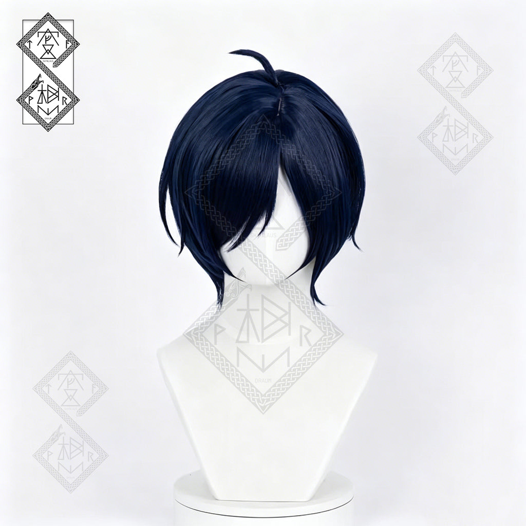 Persona 3 Makoto Yuki Cosplay Wig Blue Short Hair Halloween Anime Wig for Men Women