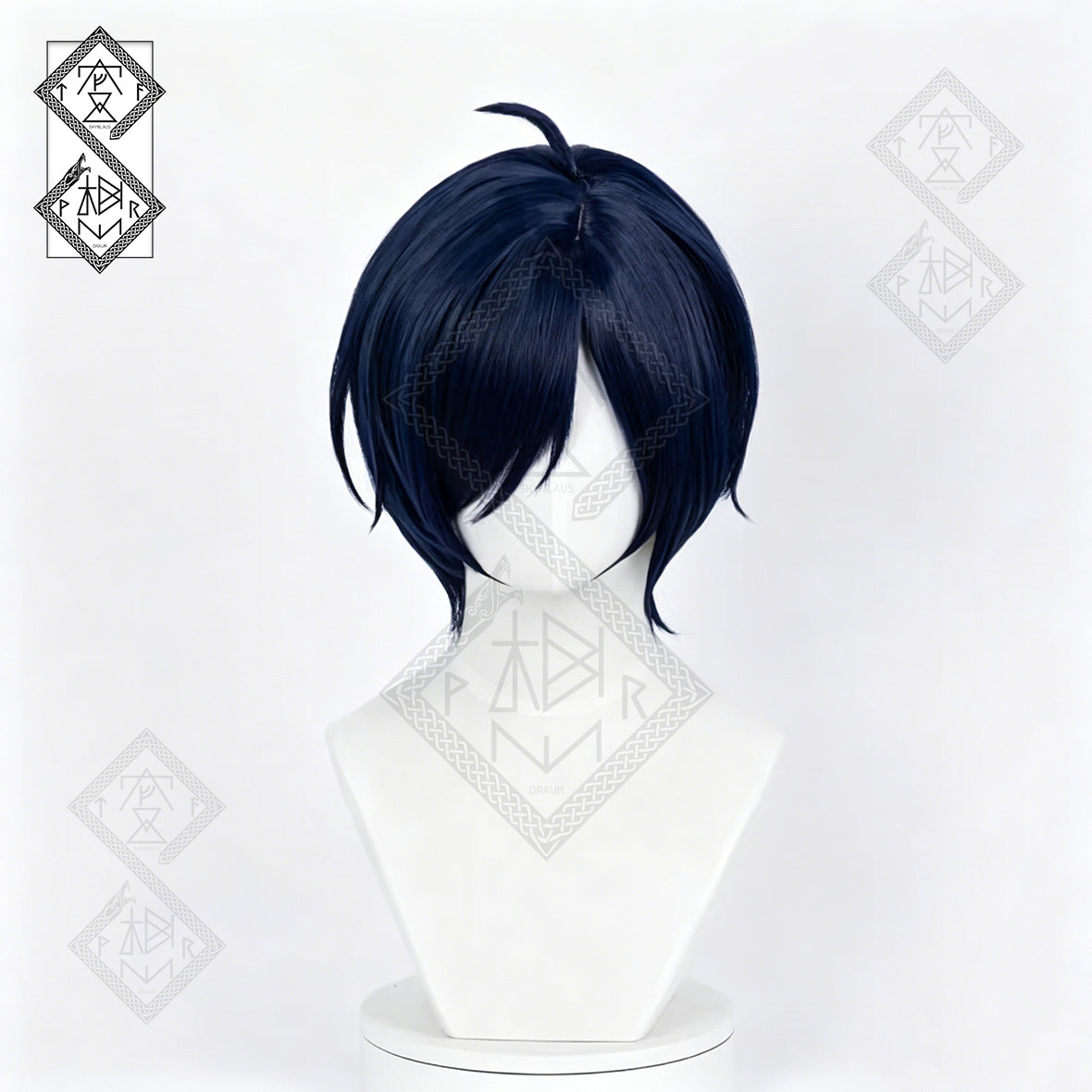 Persona 3 Makoto Yuki Cosplay Wig Blue Short Hair Halloween Anime Wig for Men Women