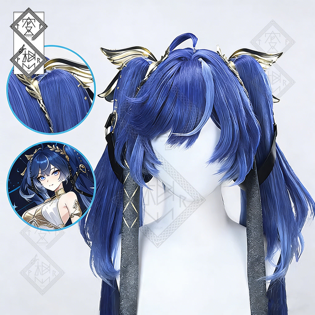 Wuthering Waves Iuno Cosplay Wig – Detachable Ponytail & Side Hairpiece, Realistic
