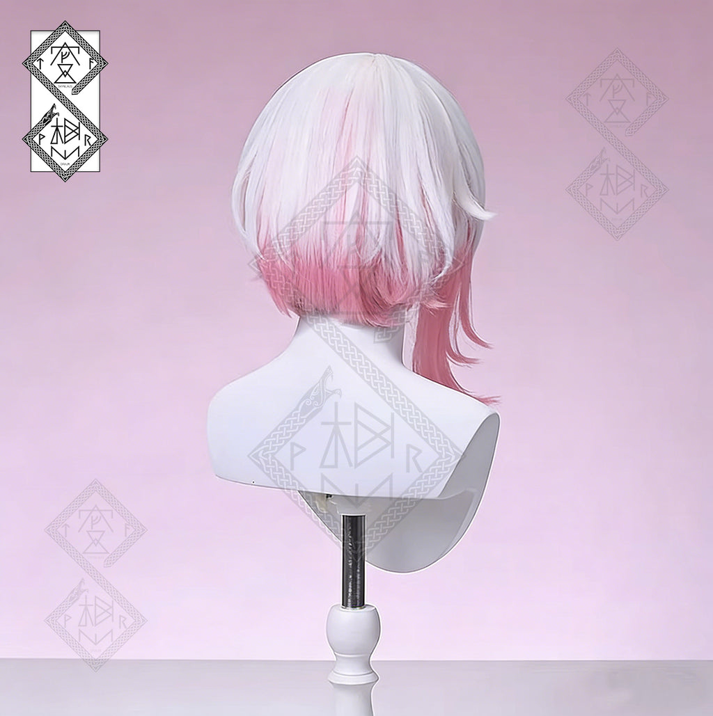 Magical Girl Witch Trials Ema Sakuraba Cosplay Wig – Pink & White Ombre, Realistic Synthetic Wig with Natural Hairline, Heat Resistant
