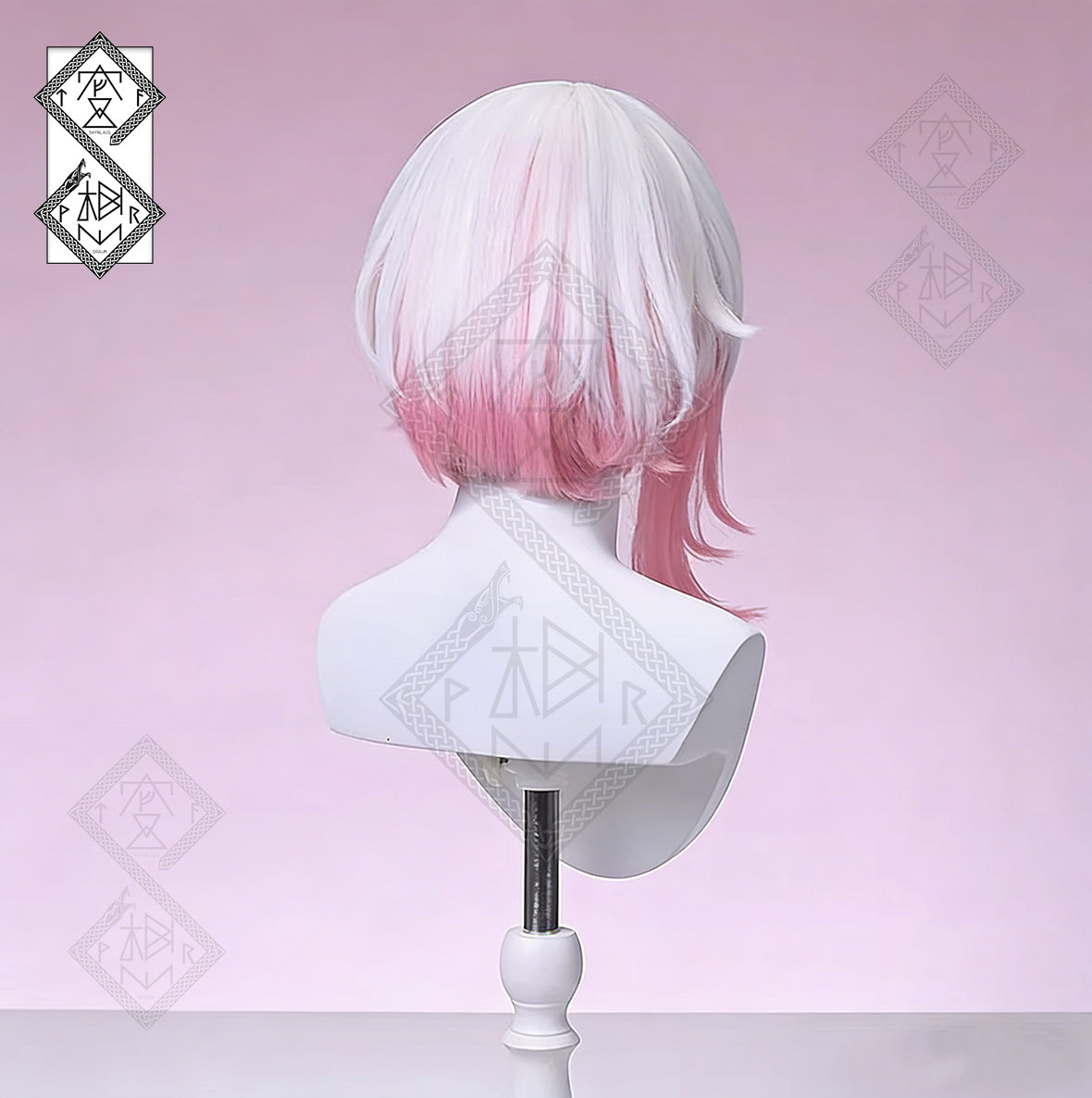 Magical Girl Witch Trials Ema Sakuraba Cosplay Wig – Pink & White Ombre, Realistic Synthetic Wig with Natural Hairline, Heat Resistant