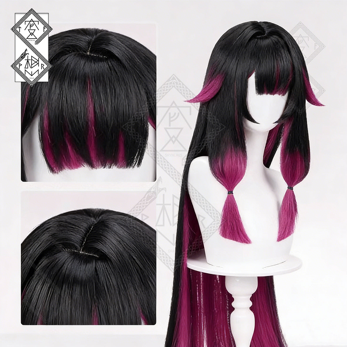 Genshin Impact Inspired Columbina Cosplay Wig – Blonde Gradient Wig with Sideburns, Heat Resistant Synthetic Fiber