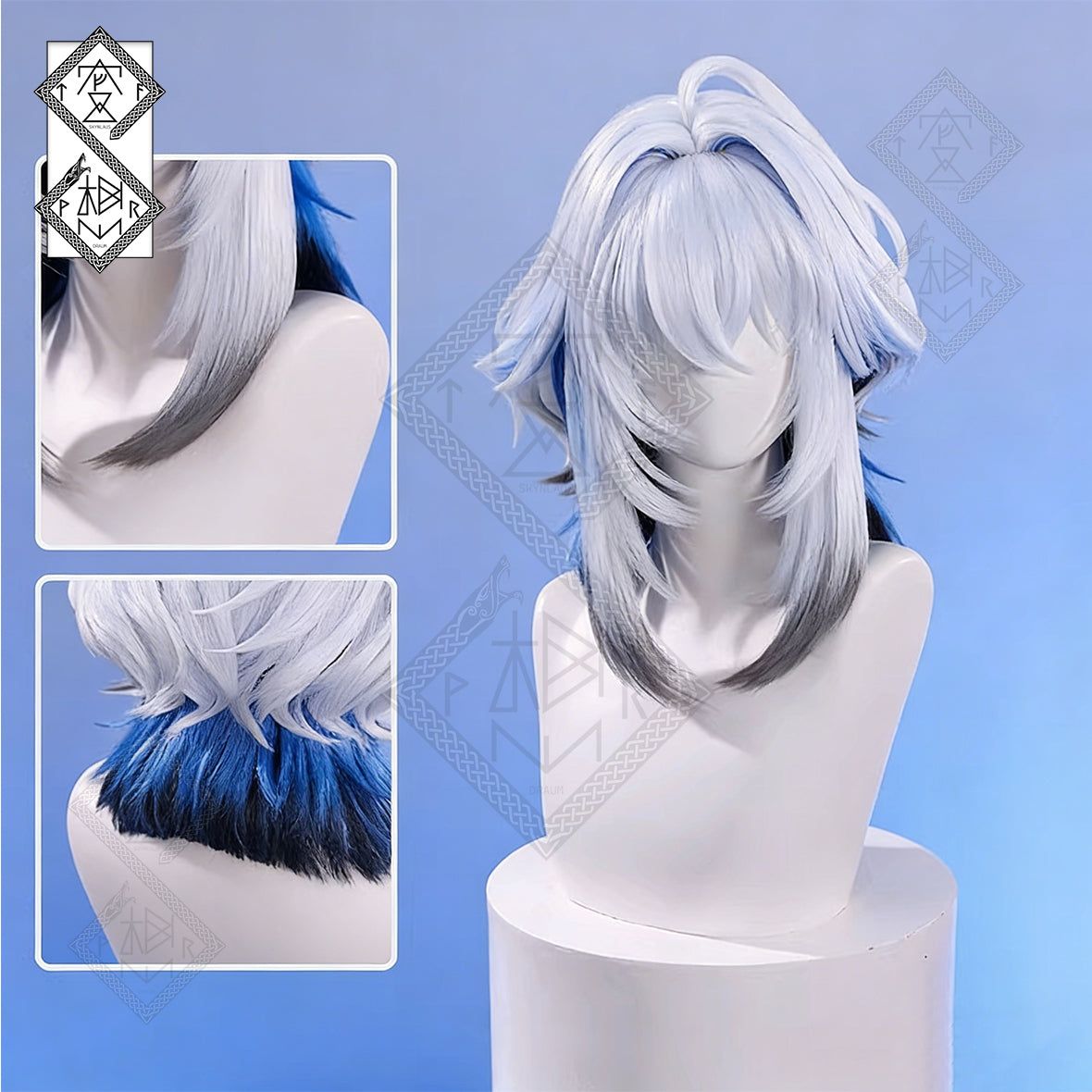 Wuthering Waves Galbrena Cosplay Wig – Gradient Sideburns, Realistic Synthetic Anime Wig for Costume