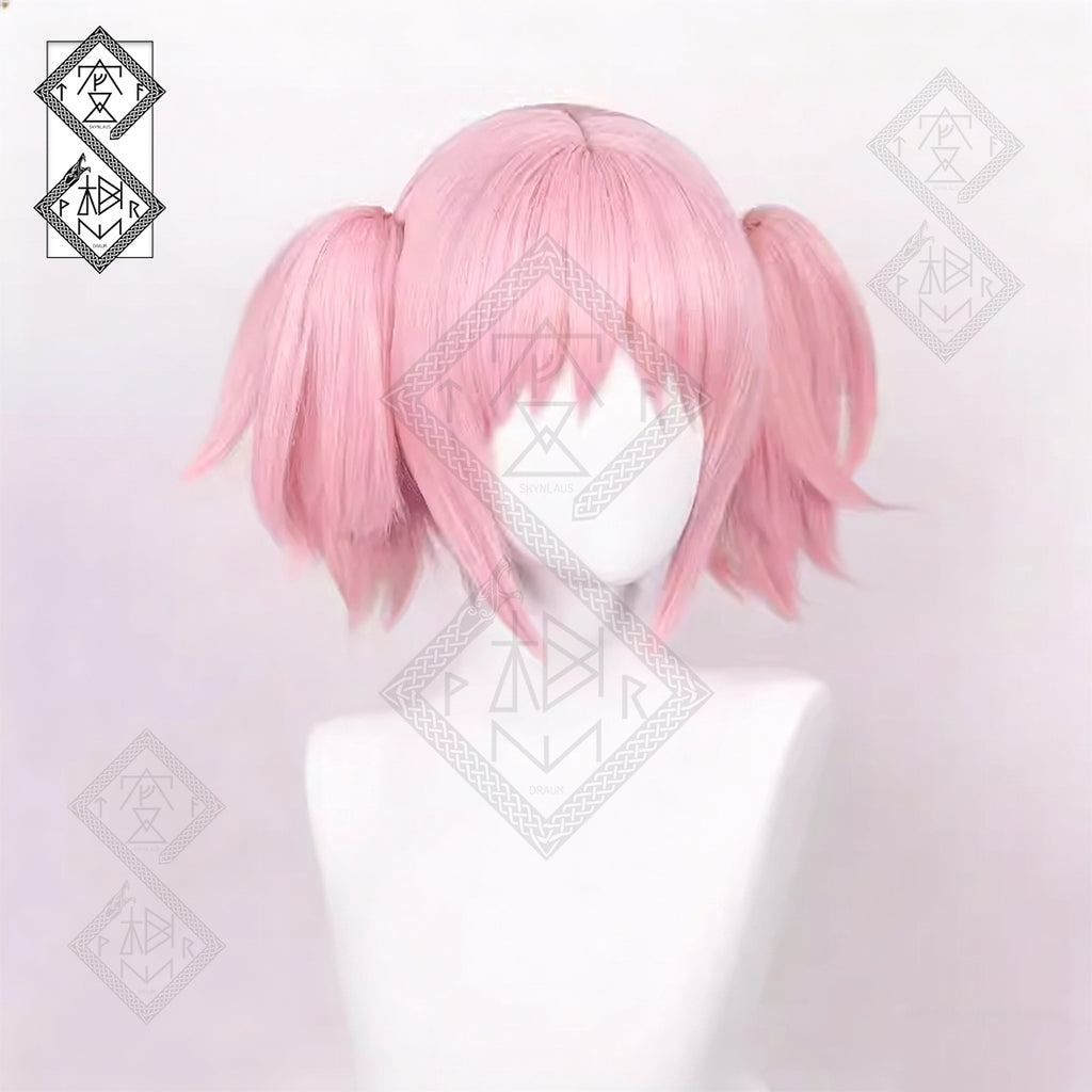 Madoka Kaname Cosplay Wig Puella Magi Madoka Magica Pink Twin Tails Anime Wig Heat Resistant Synthetic Hair(Style 1: Short Hair Version)