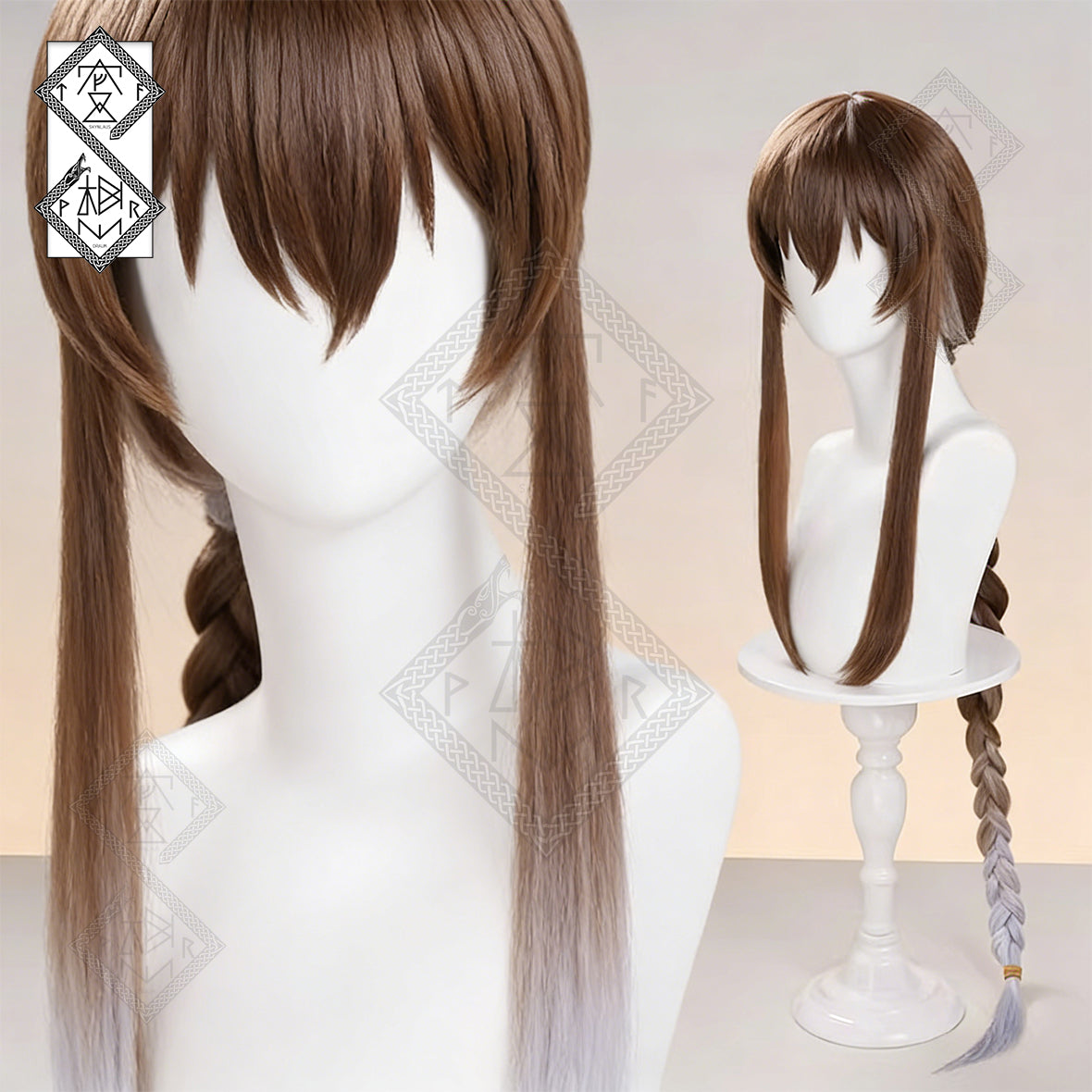 Arknights Amiya Cosplay Wig – Original Skin Gradient Braided Hair, Synhetic Hair for Rhythm Perception(Rhythm Synesthesia Version)