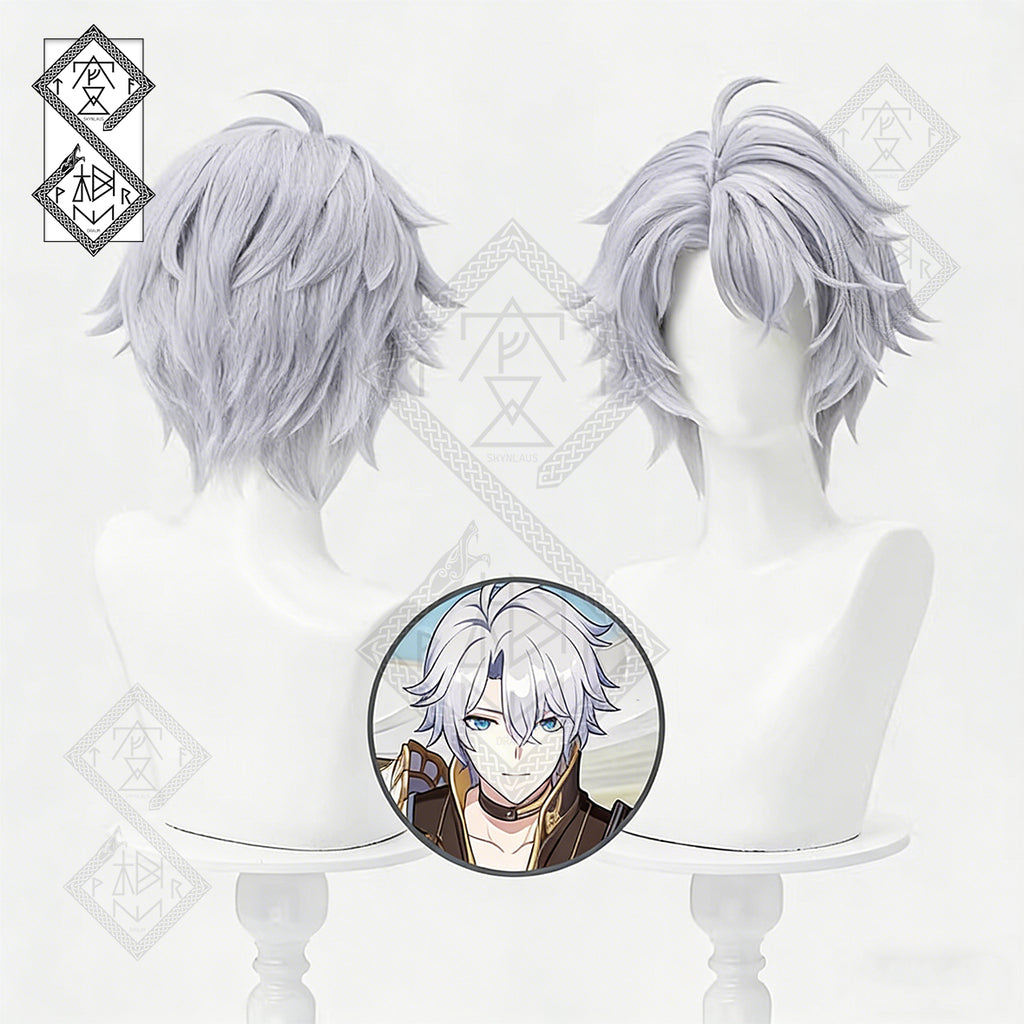 Honkai: Star Rail Phainon Cosplay Wig – Short Flipped Ends Anime Synthetic Hair(Silver Grey Style)
