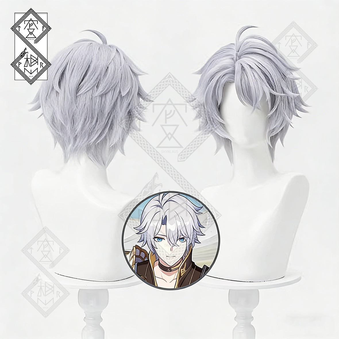 Honkai: Star Rail Phainon Cosplay Wig – Short Flipped Ends Anime Synthetic Hair(Silver Grey Style)