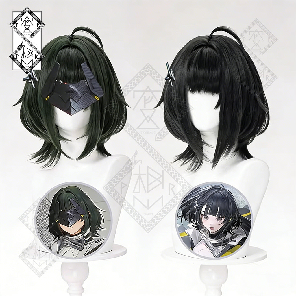 Arknights Endfield Administrator B Cosplay Wig – Short Bob Cut Brown Hair | Anime Cosplay Wig for Women(Green Style)