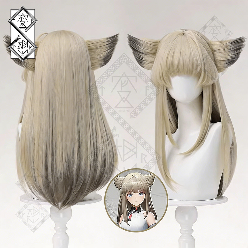 Arknights Endfield Perlica Cosplay Wig with Ears – Gradient Realistic Synthetic Hair