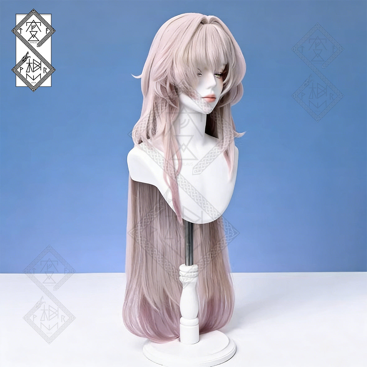 Arknights Civilight Eterna Theresa Cosplay Wig Layered Ombre Long Anime Wig Heat Resistant Fiber