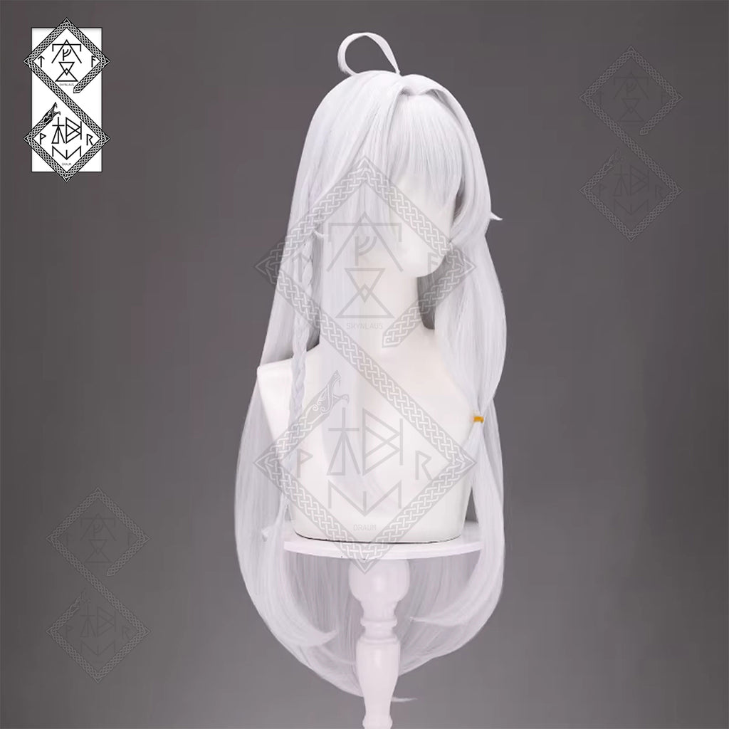 Wandering Witch: The Journey of Elaina Cosplay Wig Long White Hair Ahoge Braided Anime Wig Heat Resistant Fiber
