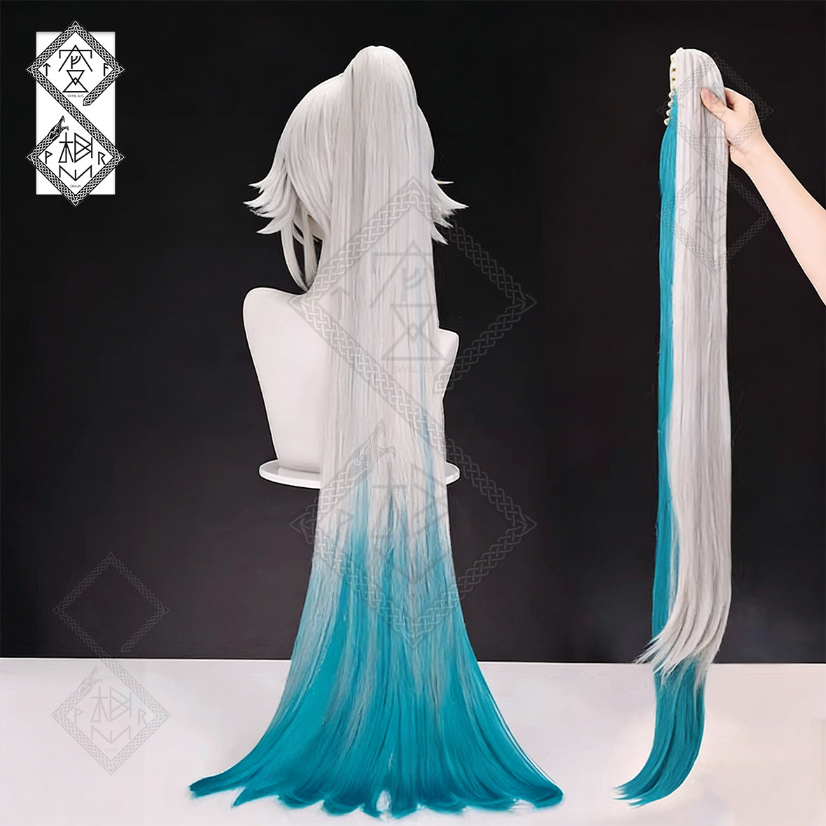 Honkai: Star Rail Feixiao Cosplay Wig Long Ombre Ponytail Anime Wig Heat Resistant Fiber(Wig Ver.2)