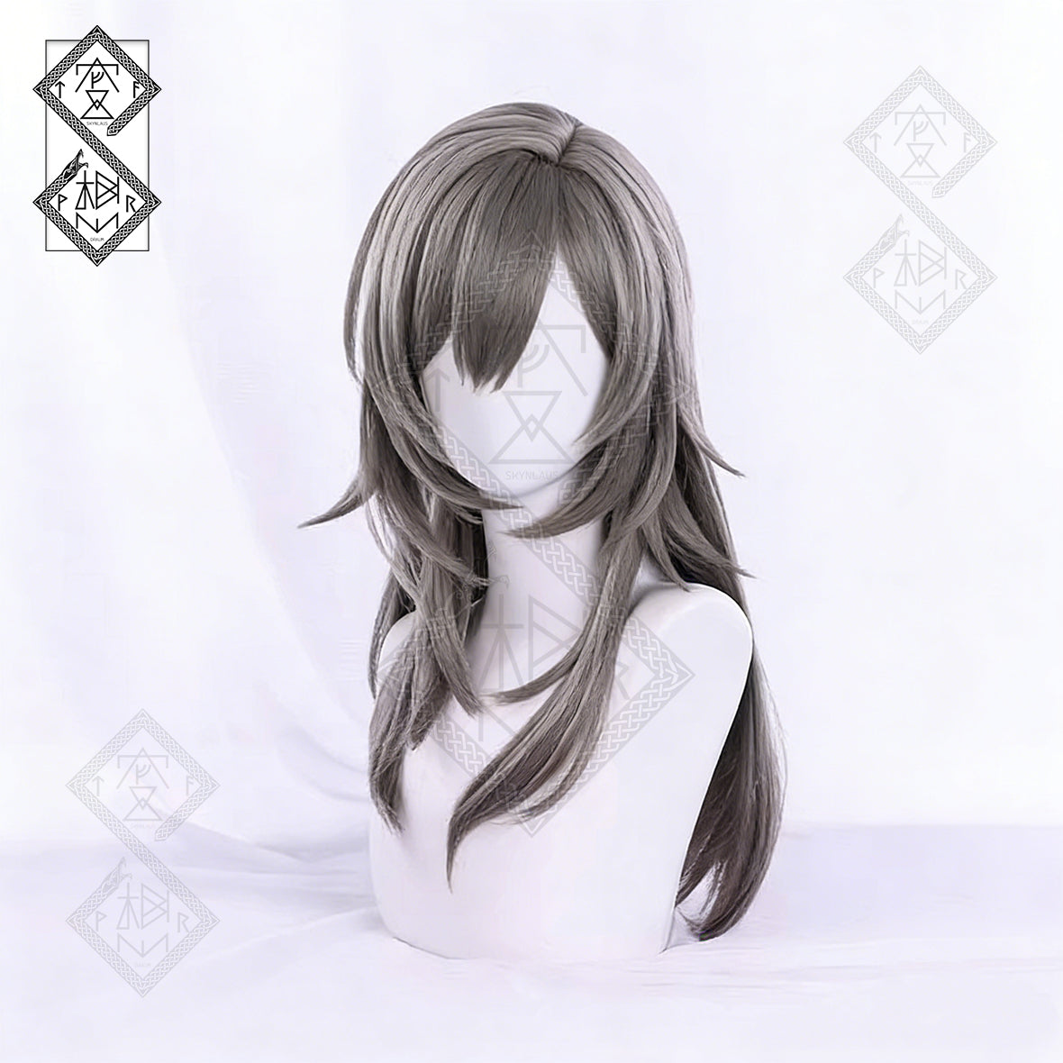 Honkai: Star Rail Stelle Cosplay Wig – Long Straight Silver Hair, Female Trailblazer Costume Prop(Gradient Ver.2)
