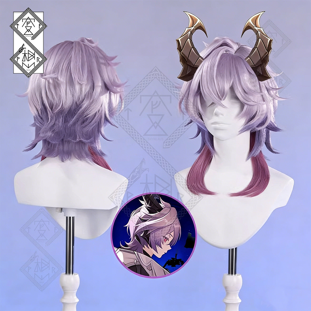 Genshin Impact Durin Cosplay Wig – Gradient Bangs Mullet Style Synthetic Hair, Heat Resistant Anime Costume Wig