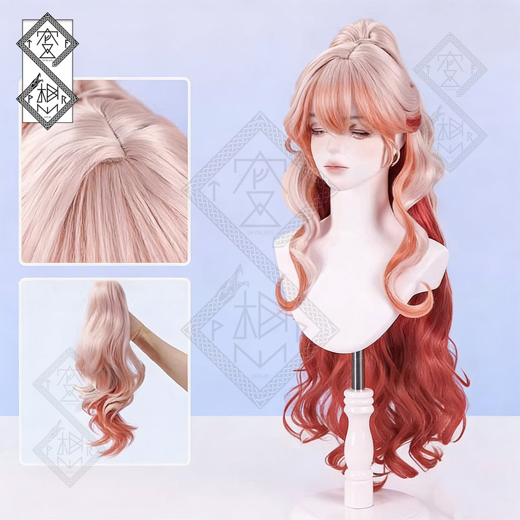 Arknights Haruka Cosplay Wig Gradient Wavy Curly Hair Heat Resistant Synthetic