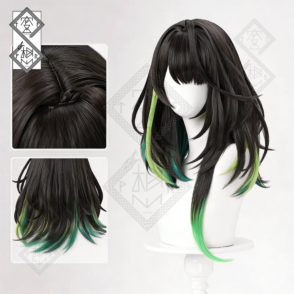 Arknights Mon3tr Cosplay Wig – Multi-Tone Gradient Wig with Highlighted Strands, Heat-Resistant Synthetic Anime Costume Hair
