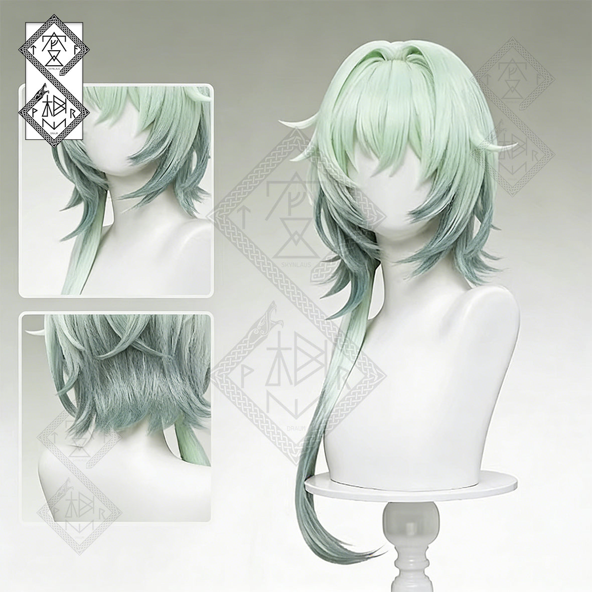 Honkai: Star Rail Anaxa Cosplay Wig – Gradient Low Ponytail Anime Wig | Long Cosplay Hair Heat Resistant Synthetic Wig for Women Halloween Costume