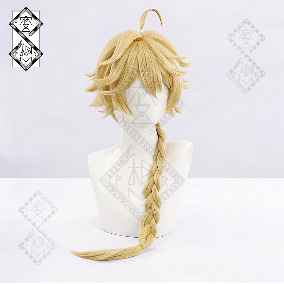 Genshin Impact Lumine Aether Cosplay Wig Set – Twin Traveler Wig | Blonde Anime Cosplay Hair Aether Wig Heat Resistant for Halloween Costume(Aether Ver.2)