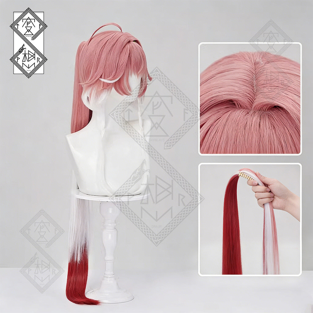 Wuthering Waves Changli Cosplay Wig – Long Gradient Split Ponytail with Clip, Center Part Anime Game Costume Wig