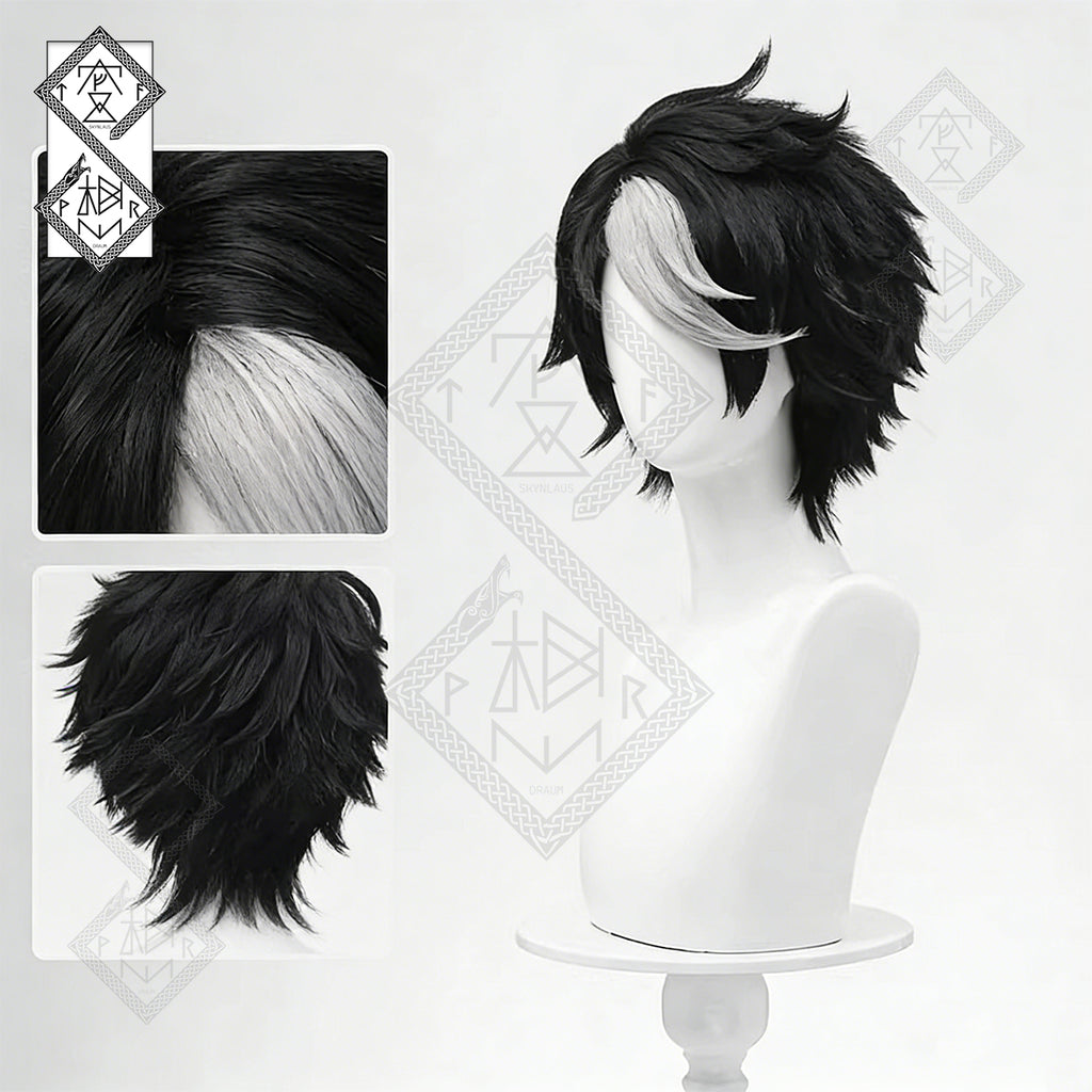 Identity V Seer Noir Cosplay Wig – Black White Short Teased Anime Wig
