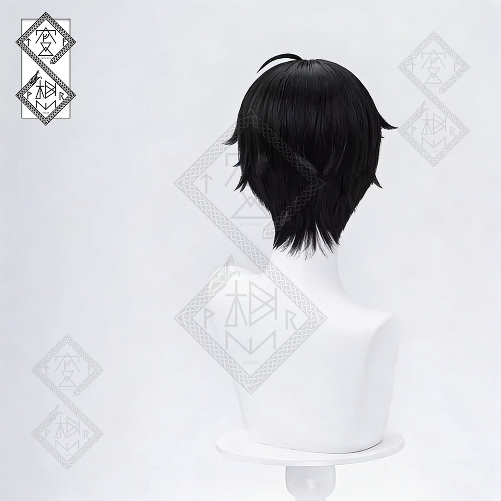 Sword Art Online Kirito Cosplay Wig – Short Black Anime Wig with Realistic Scalp Bangs