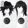 Demon Slayer Giyu Tomioka Cosplay Wig – Thick Fluffy Heat-Resistant Synthetic Hair, Easy Styling, Curled Ends, Anime Costume Wig (Version 2 Optional) Style 1 – Fluffy Wig Top