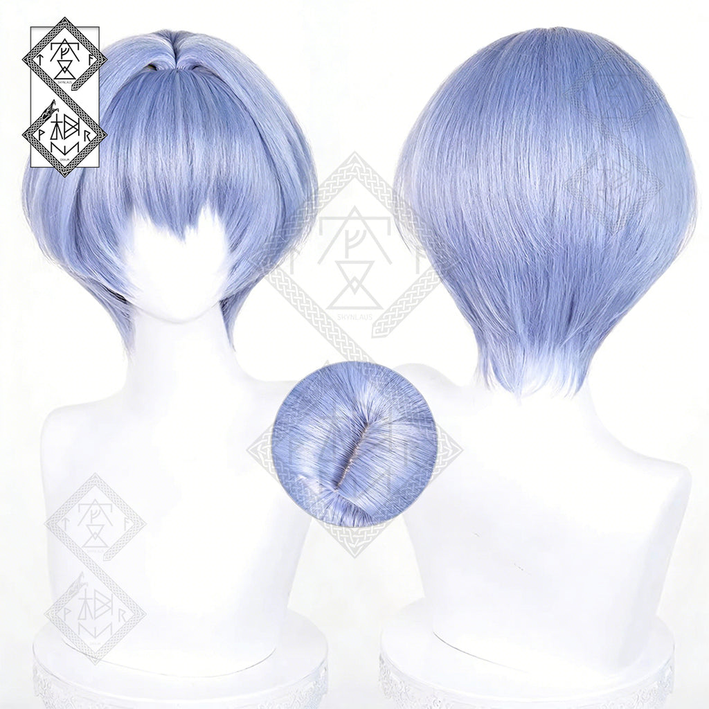 Neon Genesis Evangelion Rei Ayanami Cosplay Wig – Short Blue Hair, Natural Look, Heat-Resistant Synthetic Wig with Hair Accessories(fluffy fibers Ver.2)