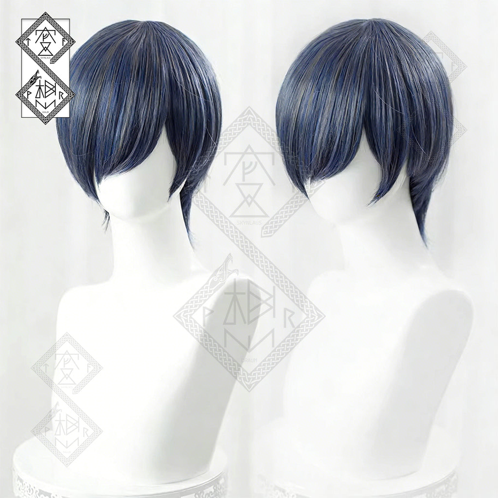 Ciel Phantomhive Cosplay Wig Black Butler Blue Gray Mixed Color Anime Wig Heat Resistant Synthetic Hair(Short Hair Ver.1)