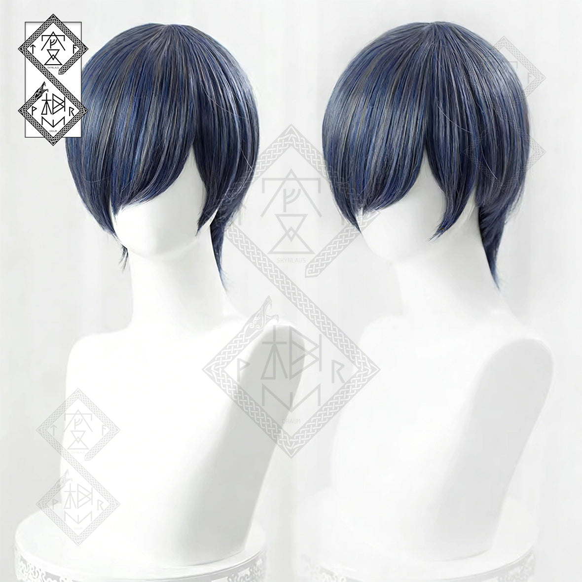 Ciel Phantomhive Cosplay Wig Black Butler Blue Gray Mixed Color Anime Wig Heat Resistant Synthetic Hair(Short Hair Ver.1)
