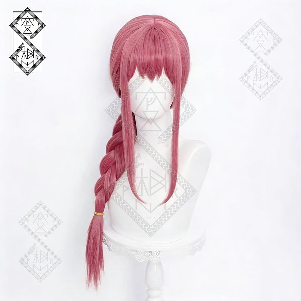 Makima Cosplay Wig – Chainsaw Man Red Braided Anime Wig Heat Resistant for Costume & Halloween