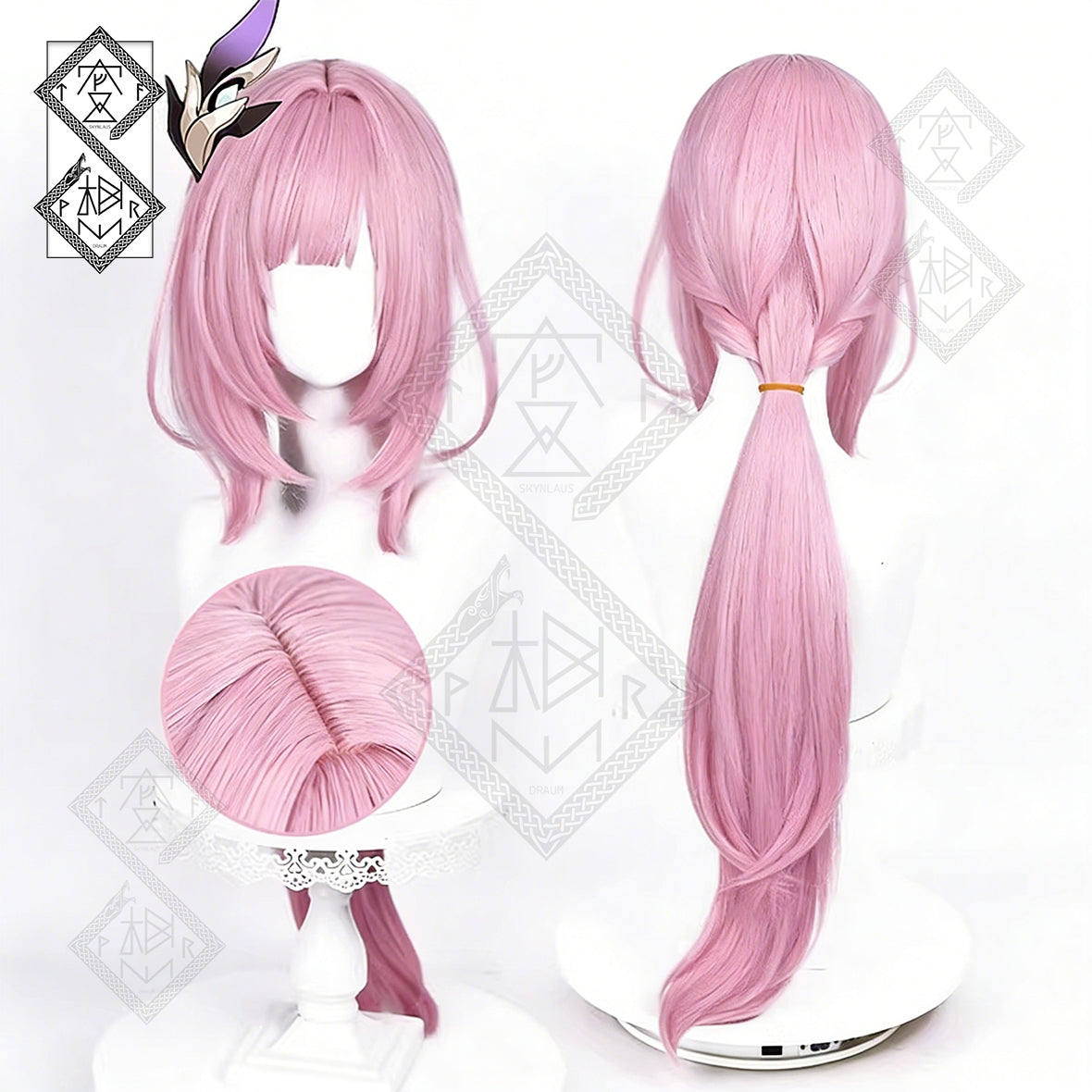 Elysia Herrscher of Human Ego Cosplay Wig – Honkai Impact 3rd Pink Anime Wig Heat Resistant Realistic Hair(Ver.2 Tied Style, 80cm)