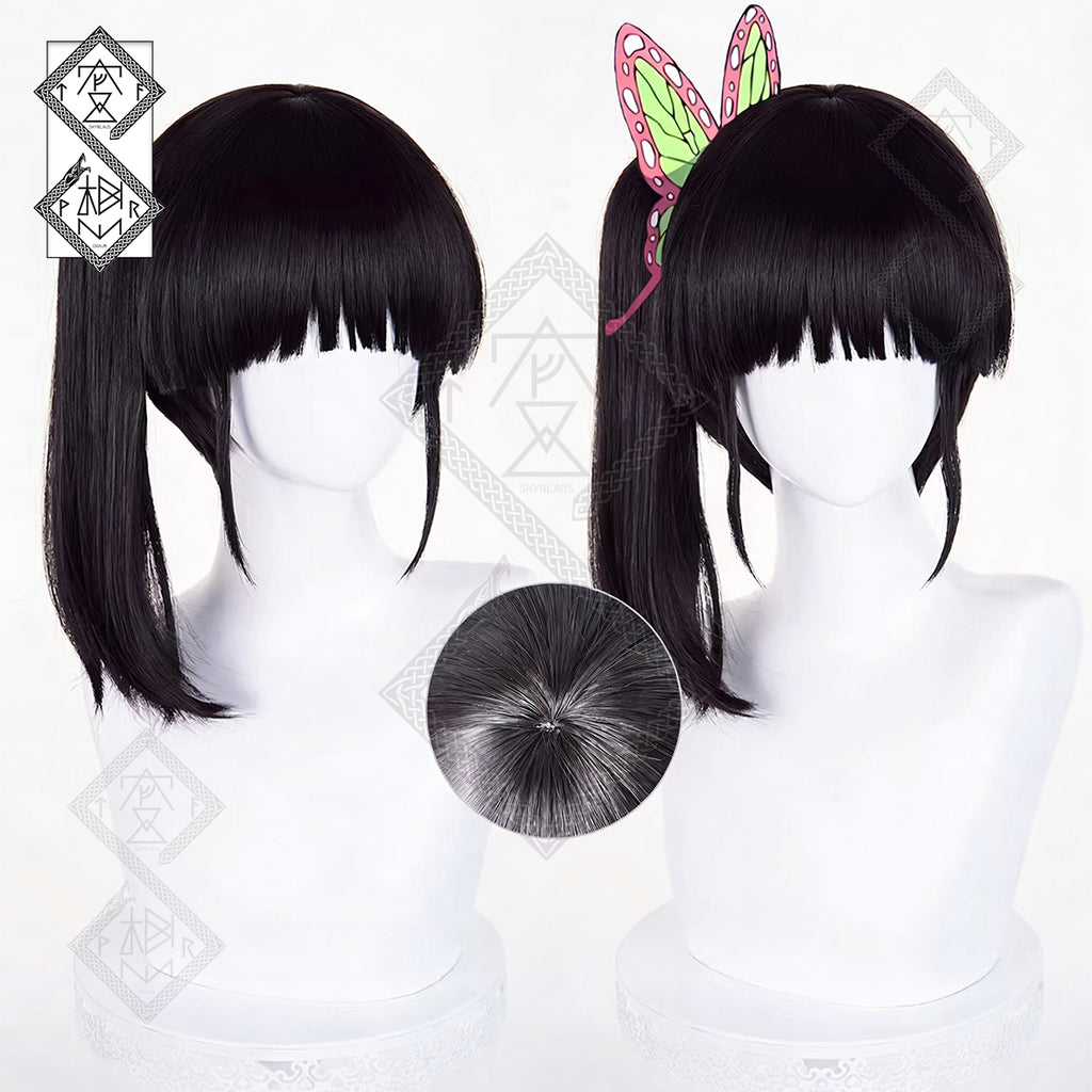 Kanao Tsuyuri Cosplay Wig – Demon Slayer Brown Black Ponytail Anime Wig Heat Resistant Synthetic Hair(Ver.2)