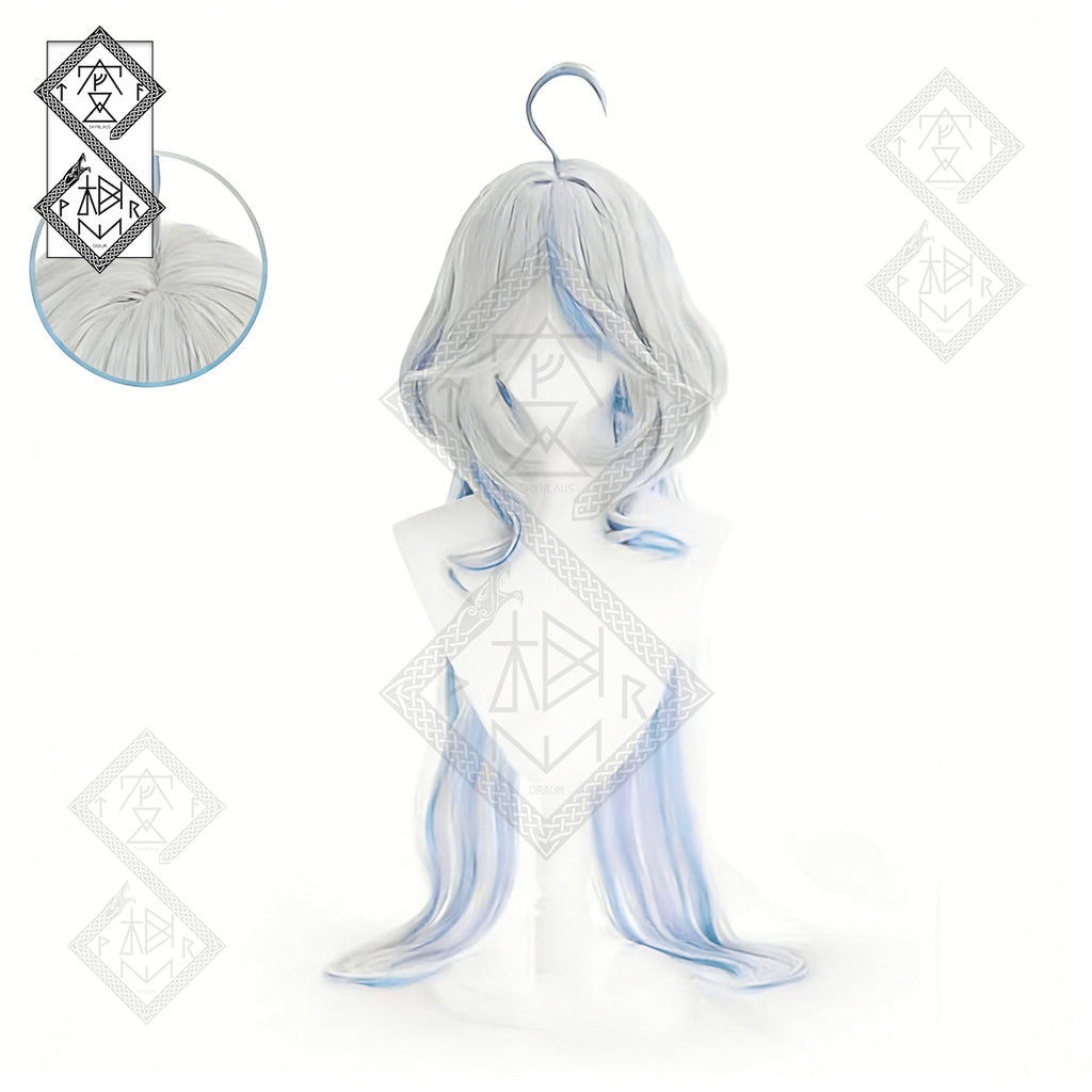 Genshin Impact Furina Cosplay Wig Focalors Hydro Archon Long Blue Gradient Hair Heat Resistant Costume Wig(Style 2 Silver White Wig)