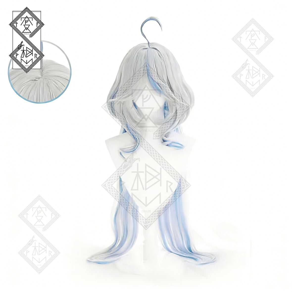 Genshin Impact Furina Cosplay Wig Focalors Hydro Archon Long Blue Gradient Hair Heat Resistant Costume Wig(Style 2 Silver White Wig)