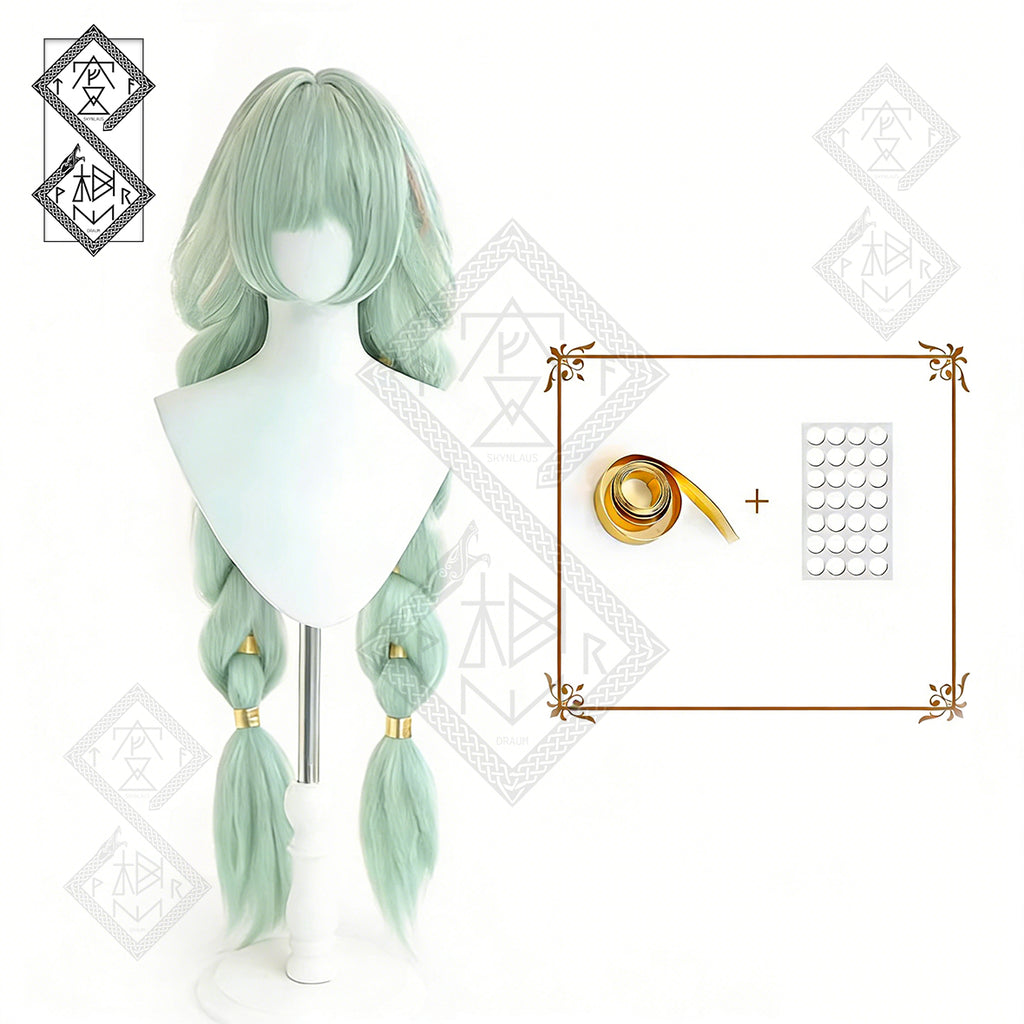 Wuthering Waves Phrolova Cosplay Wig – Middle Part Twin Braids Gradient Synthetic Hair Fluffy Pre-Styled