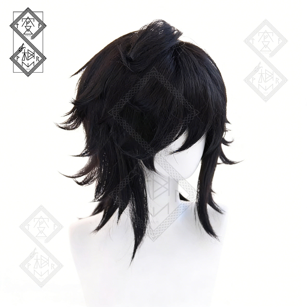 Demon Slayer Giyu Tomioka Cosplay Wig | Short Black Blue Anime Wig | Heat Resistant Synthetic Hair