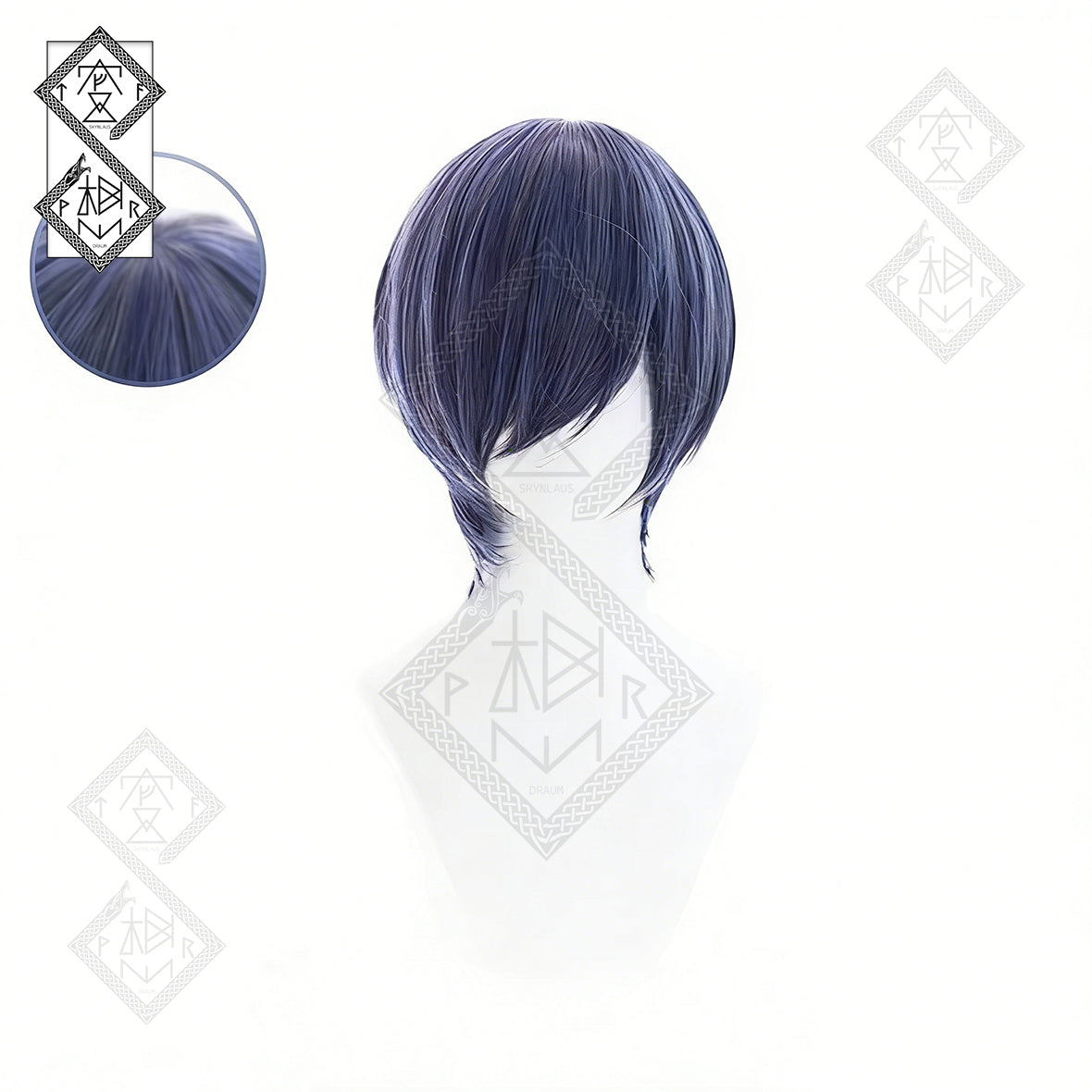 Black Butler Ciel Phantomhive Cosplay Wig Mixed Fiber Short Blue Anime Wig Crossplay Costume Hair(Ver.2 Short Hair)