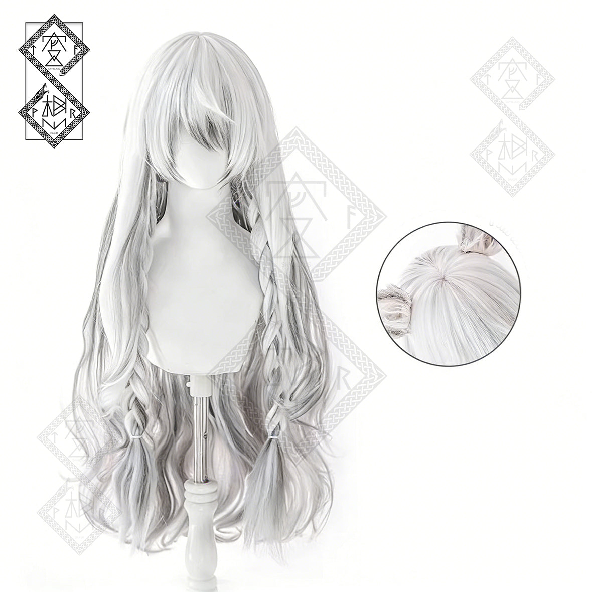 Arknights Pramanix Cosplay Wig Snow Leopard Ears White Long Wig Anime Costume Hair with Fur Ears Set