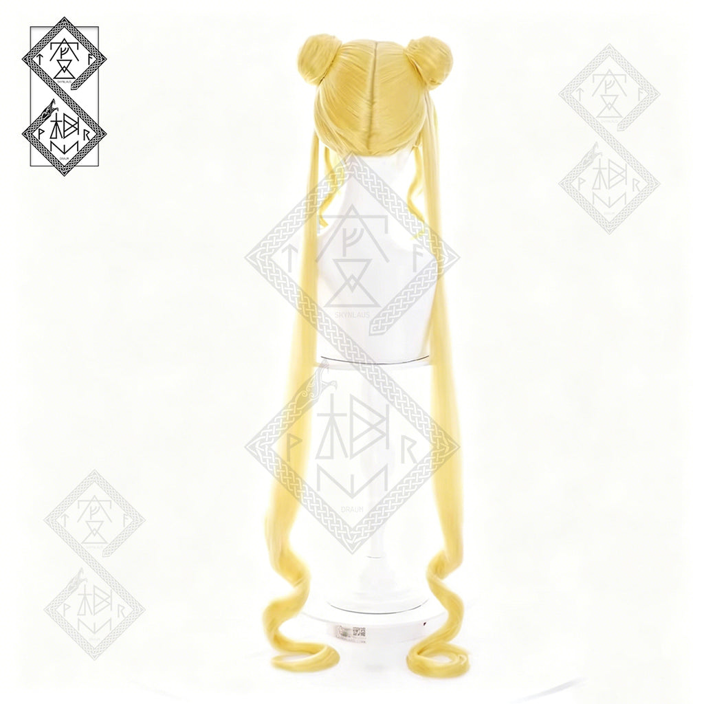Sailor Moon Usagi Tsukino Cosplay Wig Princess Serenity Blonde Twin Tail Anime Wig Heat Resistant Synthetic Hair