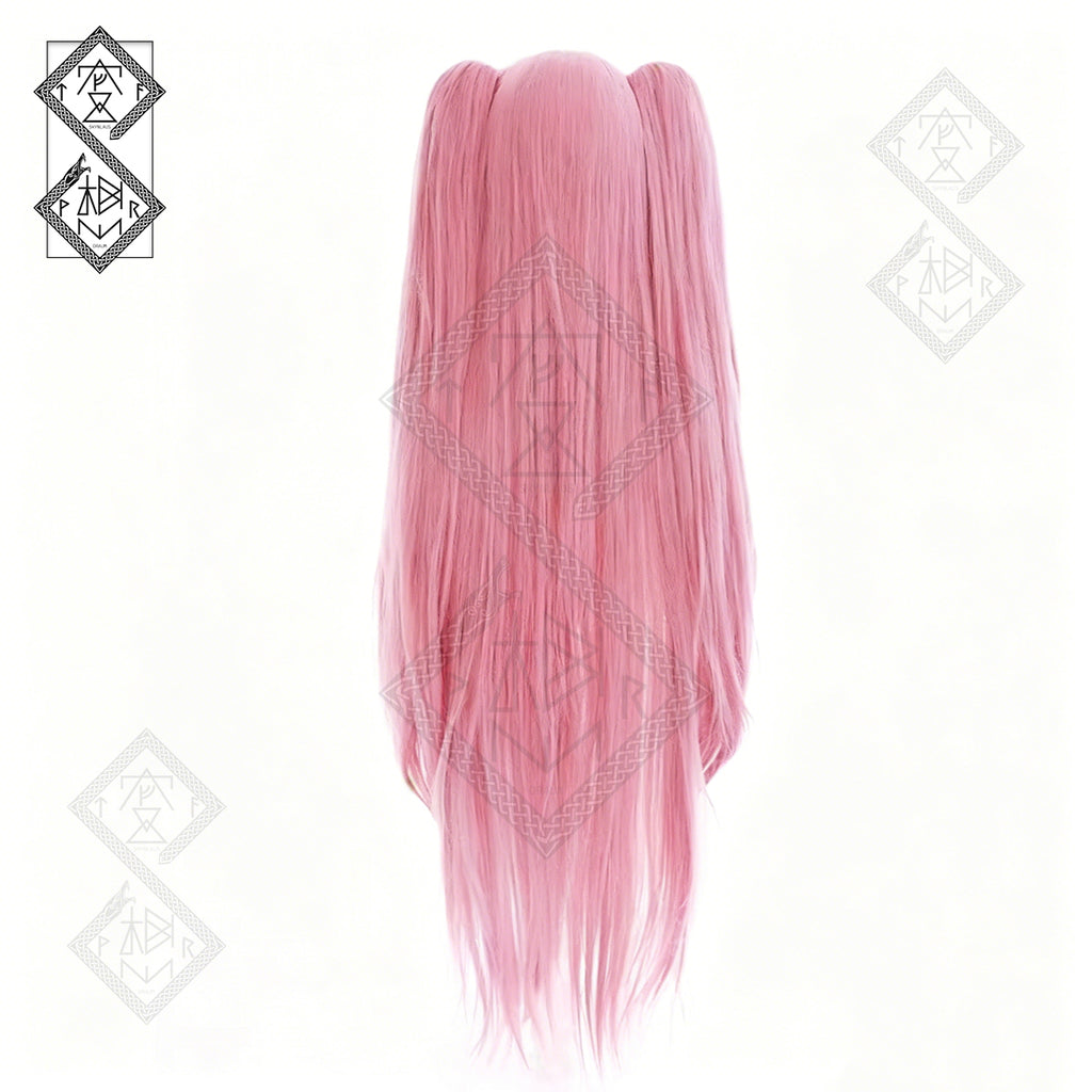 Krul Tepes Cosplay Wig Seraph of the End Twin Ponytail Pink Wig Claw Clip Anime Costume Hair Heat Resistant Synthetic
