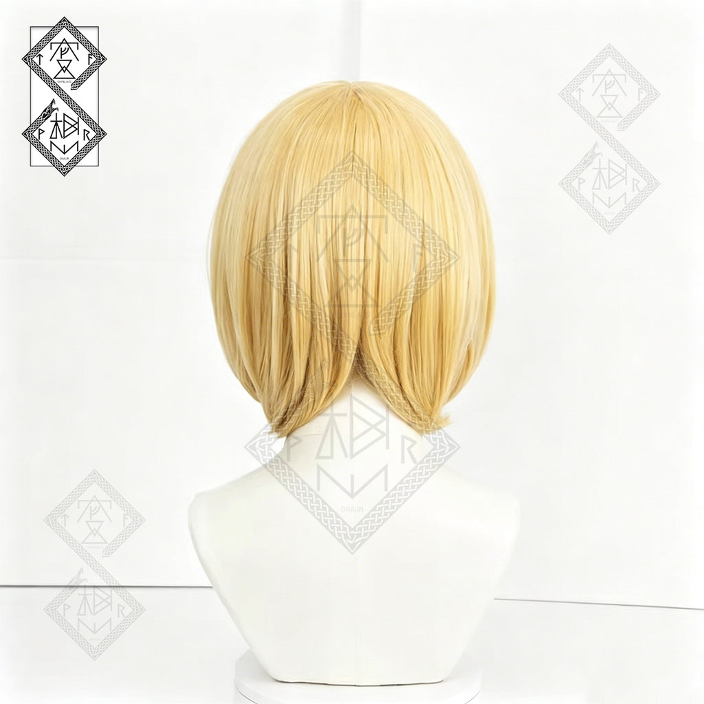Attack on Titan Armin Arlert Cosplay Wig Short Blonde Anime Wig Heat Resistant Synthetic for Halloween Costume