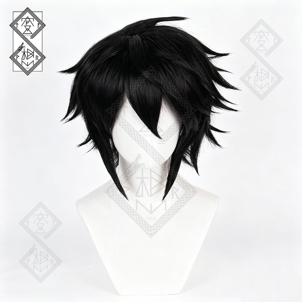 L Lawliet Cosplay Wig Death Note Messy Black Anime Wig Thickened Heat Resistant Synthetic Hair for Halloween Costume Party