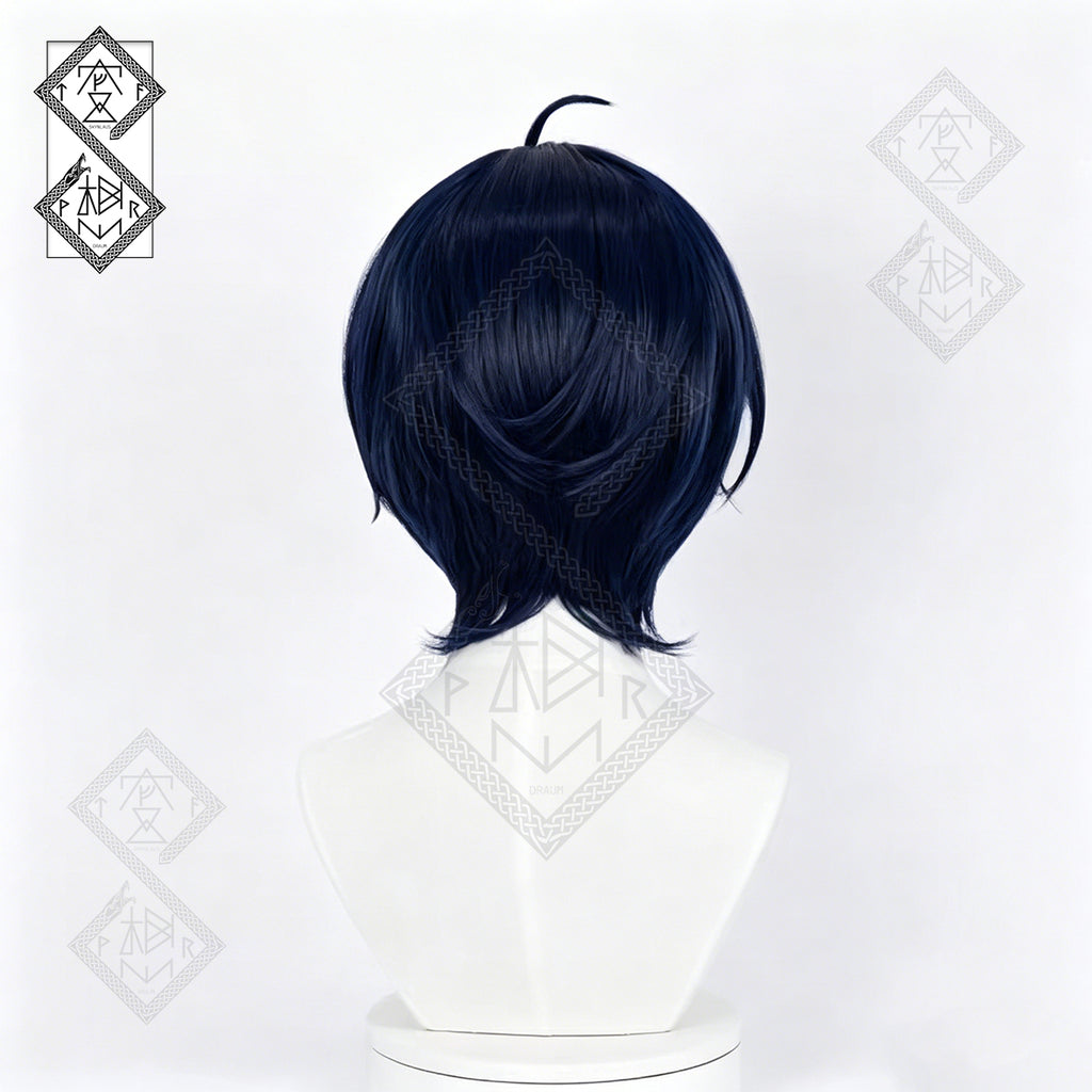 Persona 3 Makoto Yuki Cosplay Wig Blue Short Hair Halloween Anime Wig for Men Women