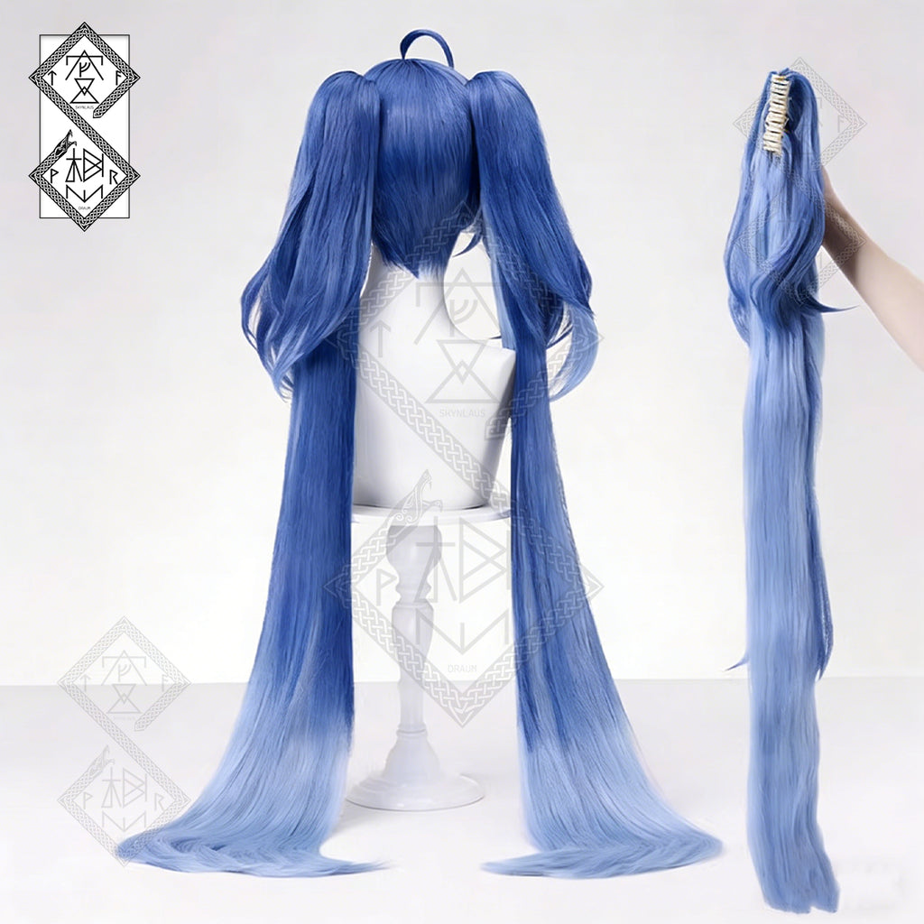 Wuthering Waves Iuno Cosplay Wig – Detachable Ponytail & Side Hairpiece, Realistic