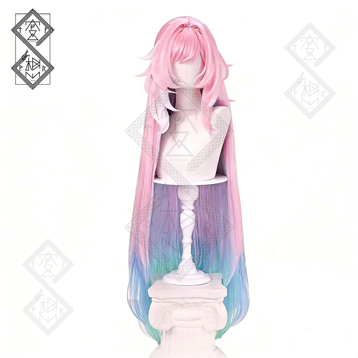 Honkai: Star Rail Great Cyrene Cosplay Wig – Long Pink Blue White Gradient Anime Wig, Heat Resistant Synthetic Hair