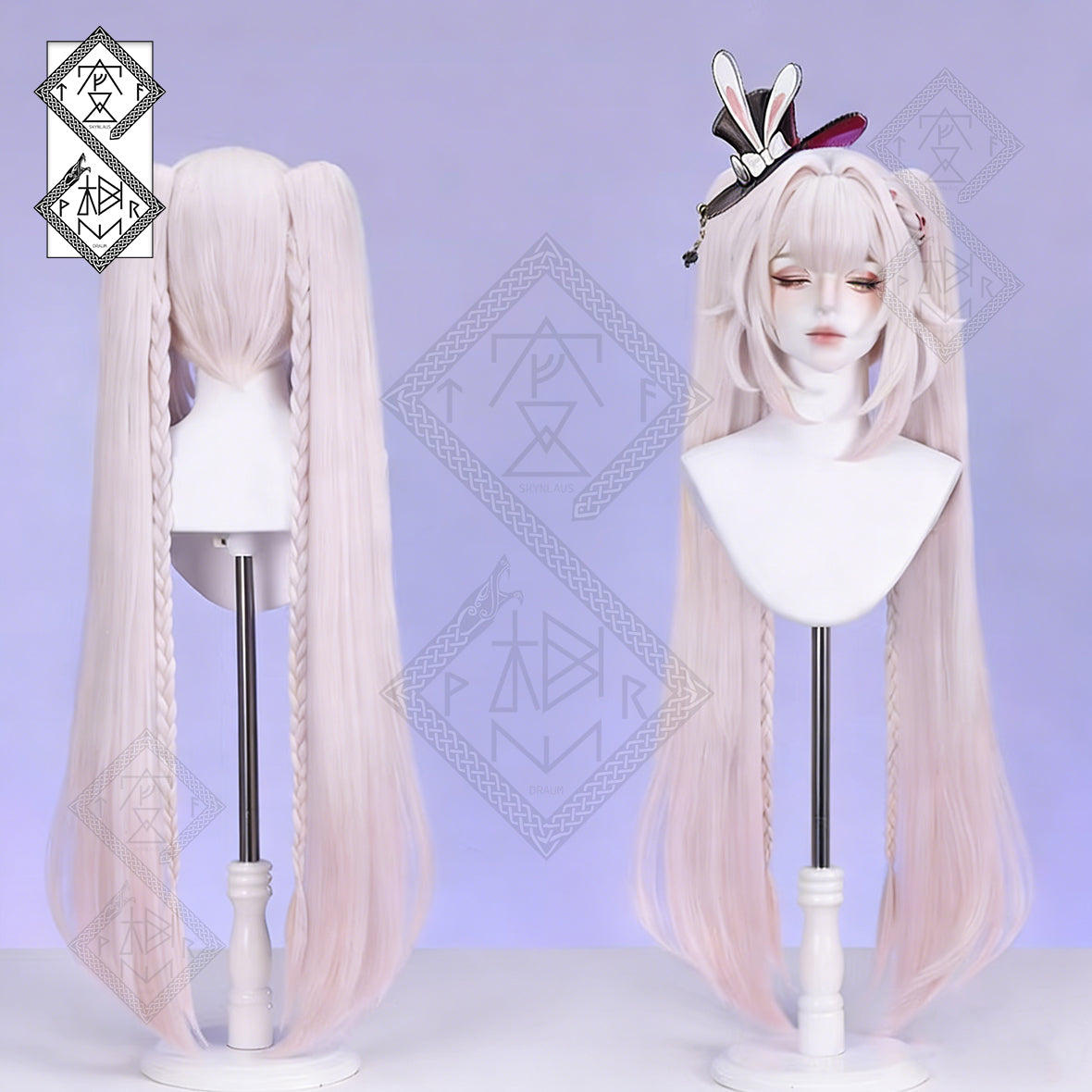 Honkai: Star Rail Sparkle Cosplay Wig – Pink Braided Twin Tails Synthetic Hair (Hanabi Sparkle Cos Wig)