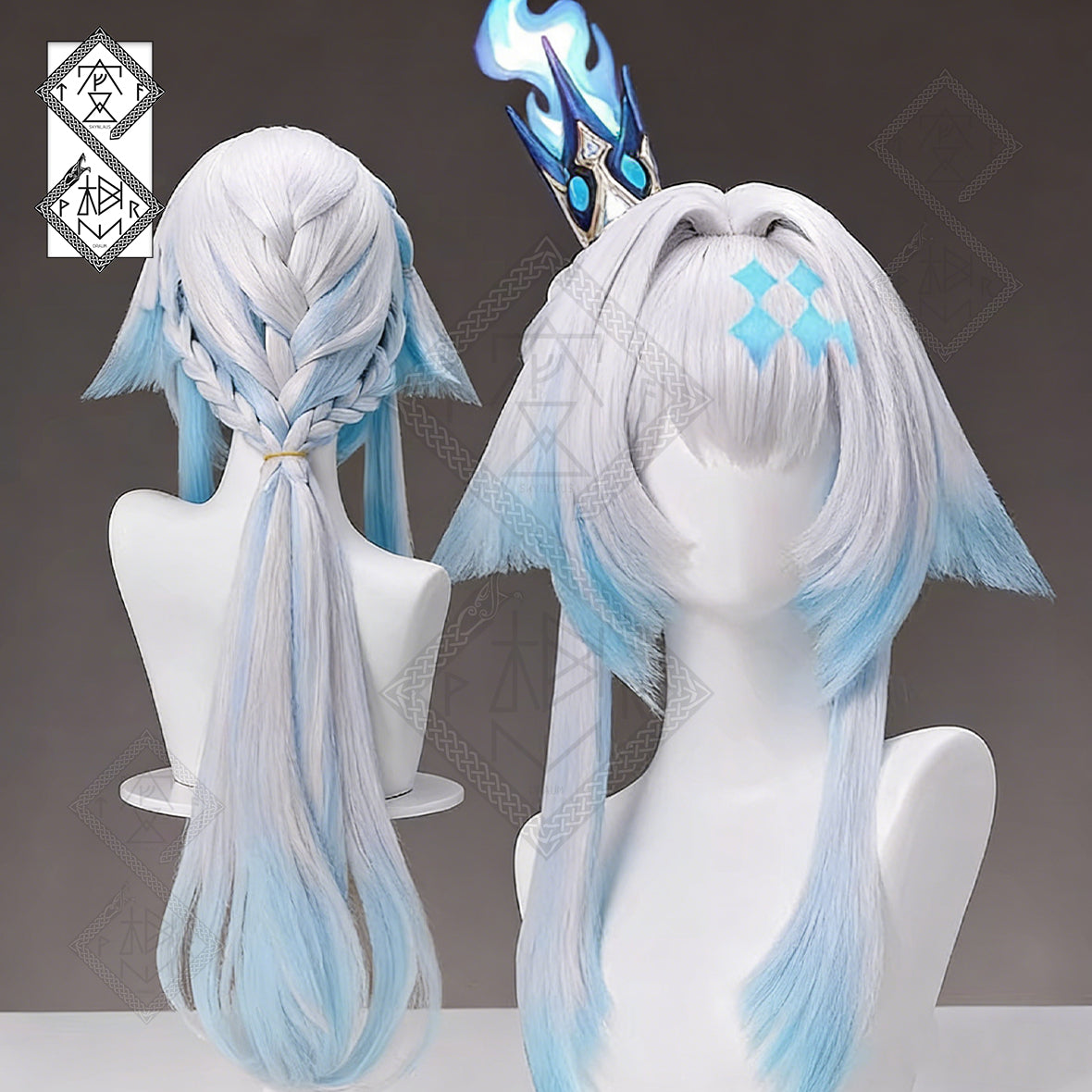 Honkai: Star Rail Cerydra Cosplay Wig – White to Sky Blue Gradient Anime Wig, Heat Resistant Synthetic Hair